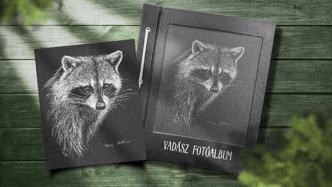 Vadászat a művészetben – Mosómedve a fotóalbum borítóján